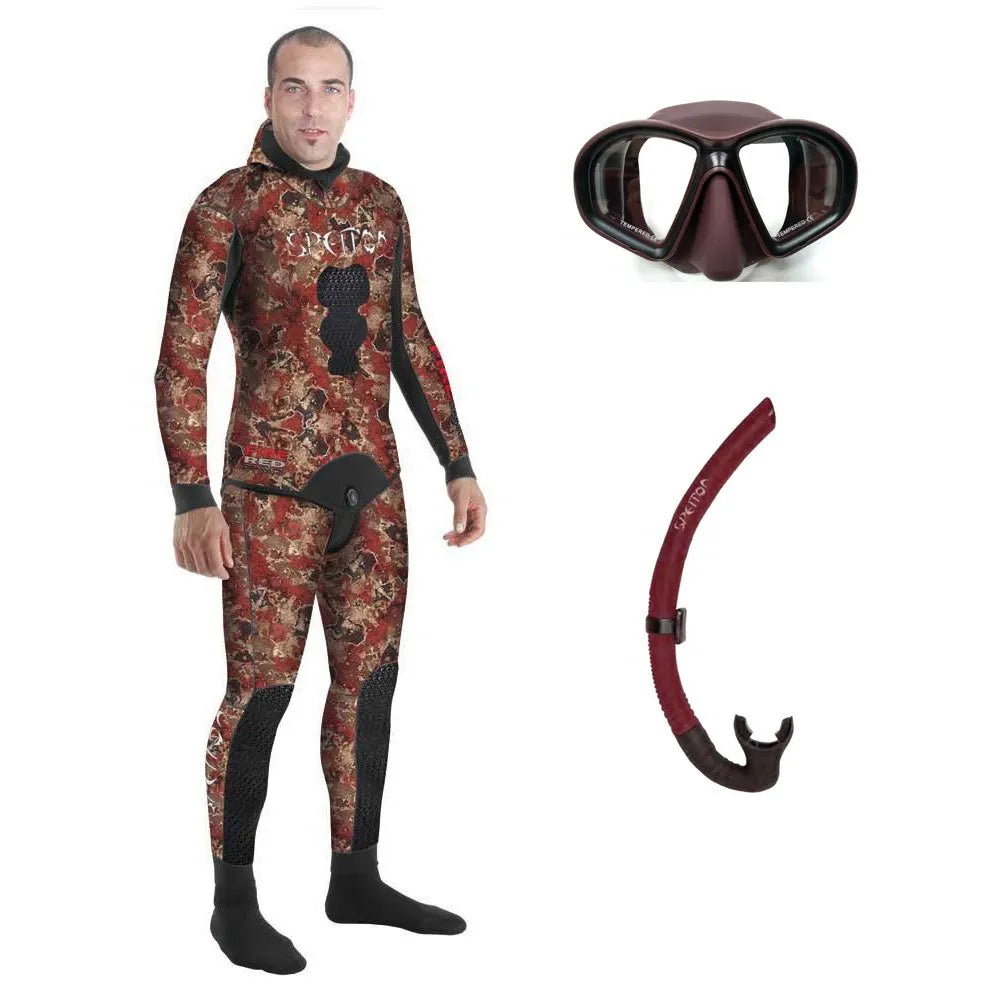 Spetton Pack Fire Red Camo Basic 3 mm spearfishing wetsuit